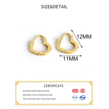 INZATT Reálne 925 Sterling Silver Geometrické Srdce Hoop Náušnice Pre Módu Ženy Strany Minimalistický Jemné Šperky, Doplnky, Darčeky