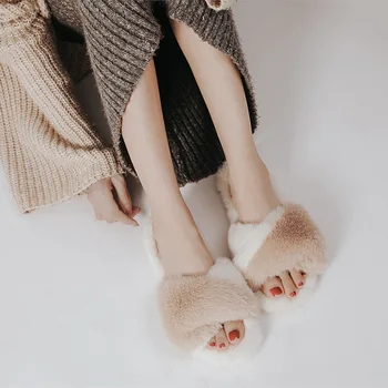 Japonský domov topánky ženy papuče mäkké plyšové teplé Típat prst sezónny flip-flops gumy Spálňa non-slip dámske topánky