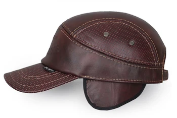 Jar doprava zadarmo pravej kože šiltovku u mužov úplne nové teplé reálne krava kožené čiapky, klobúky H719