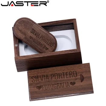 JASTER (1 KS zadarmo LOGO) orech drevené usb + darčeková krabička usb flash Memory stick pendriver kl ' úč 8 GB 16 GB 32 GB, 64 GB darček