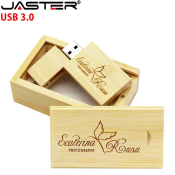 JASTER USB 3.0 podpora Zadarmo vlastné logo drevené Veľký štvorcový blok pero disk usb+box 4GB/8GB/16GB/32GB/64GB Javor USB flash disk