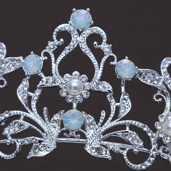 Jedinečné Svetlo Modré Crystal Svadobné Tiaras Korunná Princezná Drahokamu Sprievod Korún Svadobné Doplnky Do Vlasov Nevesta Vlasové Ozdoby