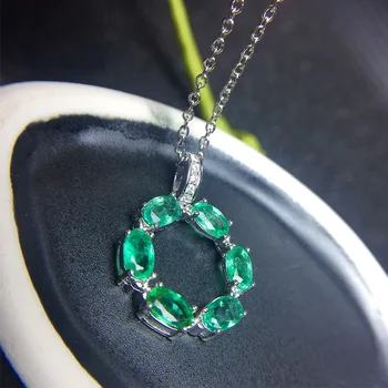 Jednoduché emerald prívesok pre office lady 3mm*5mm prírodné Zambia emerald strieborný prívesok & náhrdelník pevné 925 silver emerald šperky