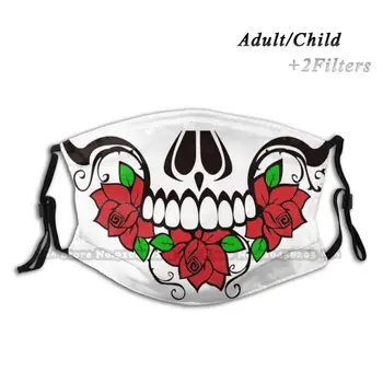 Lebky Pre Ženy Kvety Vlastný Dizajn Pre Dospelých, Deti Proti Prachu, Filter Diy Tlač Umývateľný Tvár Masku Deň Mŕtvych Mexickej
