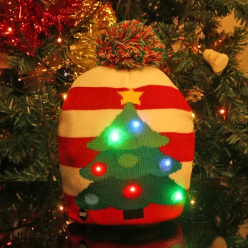LED Vianočné Hat Pletený Sveter Čiapočku Vianočné Svetlo Čiapky Vianočný Darček Pre Deti, Dospelých Vianoce 2021 Nový Rok Dekorácie