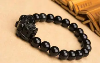 LETSFUN Jemné Šperky ČÍNSKY Čierny JADE Perličiek Dragon Pi Xiu Mince Náramok Feng Shui Náramok Doprava Zadarmo