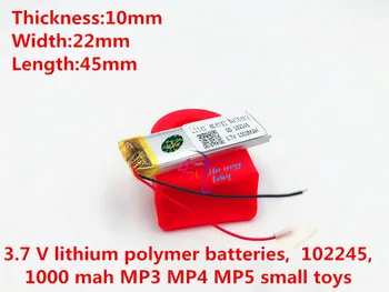 Li-po najlepšie batérie značky Veľkosť 102245 3,7 V 1000mah Lítium-polymérová Batéria s Ochranou Rada Pre GPS, MP3, MP4 Digitálne Produkty