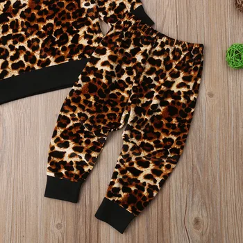 Lioraitiin Nové Módne 2KS Batoľa Detský Baby Dievčatá Leopard Set print Dlhý Rukáv, Topy, Nohavice Zimné Oblečenie Oblečenie
