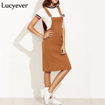 Lucyever Vintage Elastické Ženy Midi Šaty Jar Jeseň Popruh Podväzkové Ženské Šaty Bežné Vrecko Black Bez Rukávov Vestido 2020