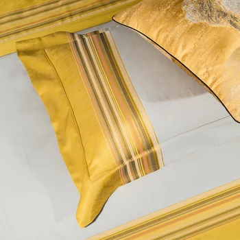 Luxusná Zlatá Priadza Farbivo Bedlinen posteľná bielizeň Nastaviť 1000TC Egyptskej Bavlny Obliečky Kryt Plochý List obliečky na Vankúše