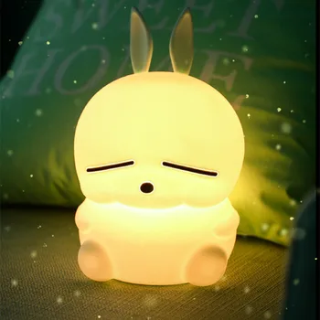 Mashimaro LED Nočné Svetlo Dotykový Snímač Farebné USB Cartoon Silikónové Králik Lampa Bunny Nočná Lampa pre Deti detský Baby Darček