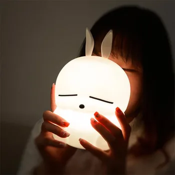 Mashimaro LED Nočné Svetlo Dotykový Snímač Farebné USB Cartoon Silikónové Králik Lampa Bunny Nočná Lampa pre Deti detský Baby Darček