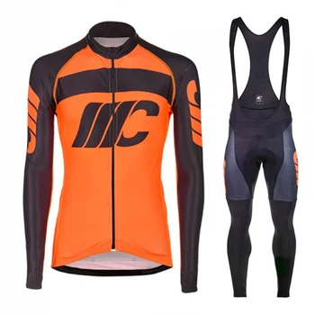 MCIPOLLINI Cyklistické Vyhovovali Pro Team Zimné Thermal Fleece Cyklistické Oblečenie Mužov Orange Long Sleeve Jersey Vonkajšie Jazdenie MTB Oblečenie