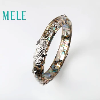 MELE Módne trendy štýle deep sea shell náramok pre ženy a muža,Rozdelenie kotlov a 925 sterling silver ručne vyrábané šperky