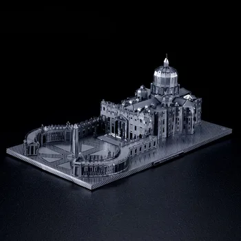 MICROWORLD Bazilika Sv Petra Katedrála 3D Kovov Puzzle DIY Montované Budovy Model Mužov Darček Hobby Zhromažďovanie Zlata, Striebra