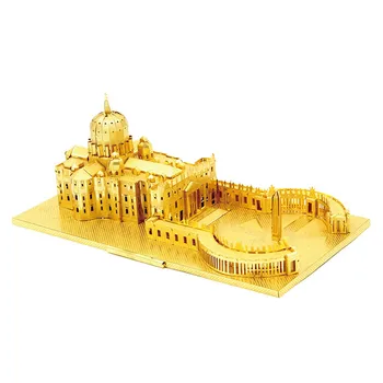 MICROWORLD Bazilika Sv Petra Katedrála 3D Kovov Puzzle DIY Montované Budovy Model Mužov Darček Hobby Zhromažďovanie Zlata, Striebra