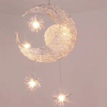 Moderný Prívesok Stropné Svetlá Moon Star Luster Deti Spálňa Visí Lampa Vianočné Ozdoby Pre domáce Zariadenie, Osvetlenie
