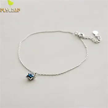 Modré Crystal Star Kúzlo 925 Sterling Silver Náramky Pre Ženy Jednoduché Reťazca Módne Jemné Šperky, Náramky & Bangles