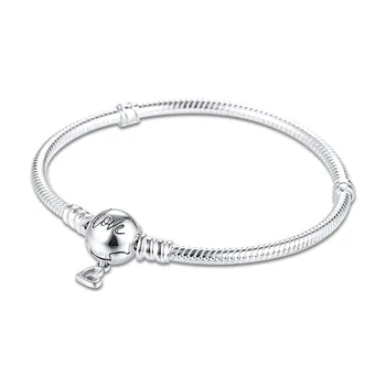 Momenty voľnou rukou Srdce Spona Had Reťazca Náramok valentínske Šperky 925 Sterling Silver Charms Náramky pre Ženy DIY 2020
