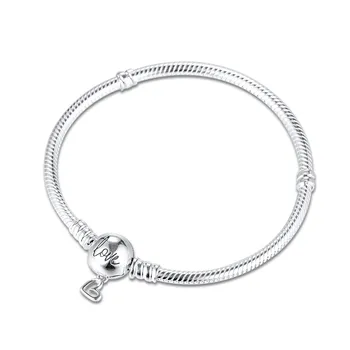 Momenty voľnou rukou Srdce Spona Had Reťazca Náramok valentínske Šperky 925 Sterling Silver Charms Náramky pre Ženy DIY 2020