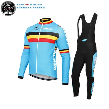 Multi Rozhodne Zimné Thermal Fleece, alebo Tenké Nové Belgicko Belgické Tím Dlho pro Cyklistika Jersey / Sady / Náprsníkové Nohavice JIASHUO