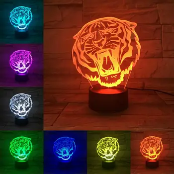 Muticolor Tiger 3D Lampa 2019 Abstraktné Akryl Lamparas Domov Výkon Dekor USB LED Nočné Svetlo Deti Nový Rok Vianočné Darčeky