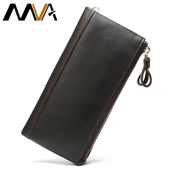MVA pánske originálne kožené peňaženky muž dlho kabelku mužov peňaženka kožená s minca vrecká slim kabelku pre telefón mužov spojka taška 9031