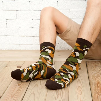 Móda Kamufláž Dlho Hip Hop Zábavné Ponožky Prúžok Mužov Posádky Ponožky Pevné Pohodlné Bežné Zimné Teplá Bavlnená Business Ponožky