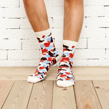 Móda Kamufláž Dlho Hip Hop Zábavné Ponožky Prúžok Mužov Posádky Ponožky Pevné Pohodlné Bežné Zimné Teplá Bavlnená Business Ponožky