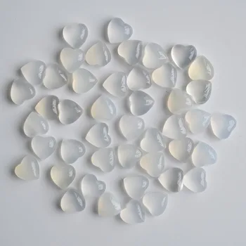 Móda kvalitná prírodná biela onyx srdce tvar kabíny cabochons 10 mm korálky pre šperky, takže Veľkoobchod 50pcs/veľa zadarmo