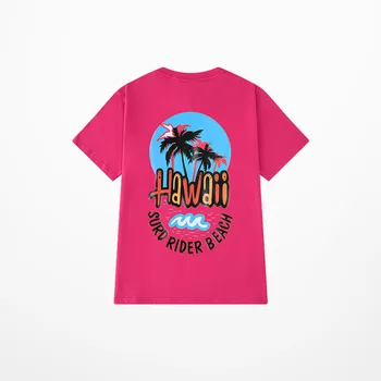 Móda Zábavné Havaj Print T Shirt Ženy Lete Streetwear Príliv Značky Bavlna T-shirts Mužov ružová Farba O neck Tee Tričko Homme