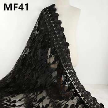 Módny vertikálny zefektívniť perie čierne africké výšivky oka šaty textílie, čipky Módne šaty, oblečenie, materiály MF41