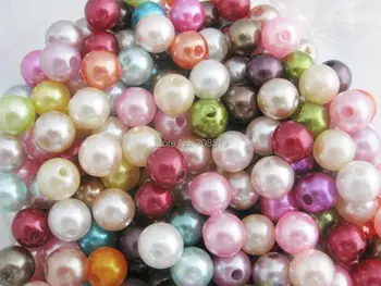 NBNVOV Dia 10 mm Maľovanie Pearl guličiek na odev, 100ks zmiešané multicolors Plastové Korálky, oblečenie, šperky, doplnky