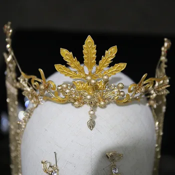 Nevesta nový štýl dávnych kostým pokrývku hlavy Čínske svadobné vlasy Phoenix koruny palác retro STRAPEC UCHO nastaviť