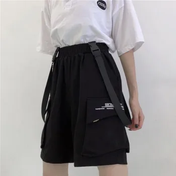 NiceMix lete tenké päť bod nohavice študentov dievčatá kórejský voľné náprsníkové nohavice žena široké nohy vysoký pás kolená dĺžka nohavice stra