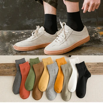 Nové 2020 pánske ponožky jednofarebné Bavlnené ponožky Čierne ponožky Jar leto priedušná Farebné Full šaty Klasické ponožky Mužov