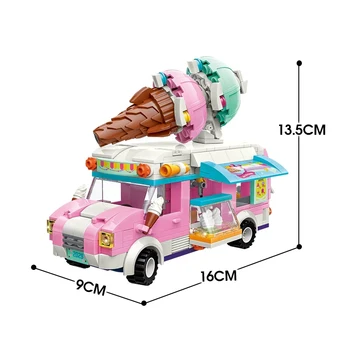 Nové Dievčatá Mesto Priateľmi Princezná Ice Cream Pláži Auto Dovolenku stavebným Nastaviť Potravín Truck Model Tehly Hračka pre Deti, Darčeky