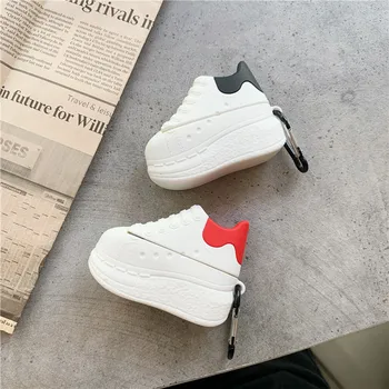Nové Luxusné moderné 3D biele topánky pre airpods 1 2 Bluetooth slúchadlo prípade airpods pro headset Ochranné Slúchadlá kryt coque