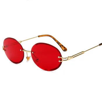 Nové Módne Oválne slnečné Okuliare Ženy 2018 Luxusné Retro bez obrúčok Zliatiny Slnečné Okuliare Pre Ženy Gradient Odtiene Oculos UV400