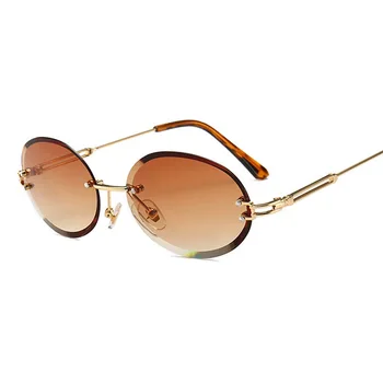 Nové Módne Oválne slnečné Okuliare Ženy 2018 Luxusné Retro bez obrúčok Zliatiny Slnečné Okuliare Pre Ženy Gradient Odtiene Oculos UV400
