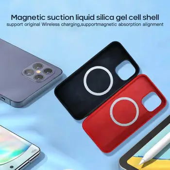 Nový Anti-slip odtlačkov prstov-odolné puzdro Pre Iphone 12Pro 12 Pro Max Úradný magnetické Kvapaliny Silikónové Krytie 12 Mini Úradný Prípade