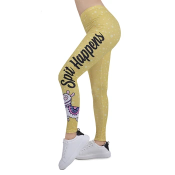 Nový Dizajn Ženy Leginy Zábavné Alpaky Tlač Leggins Slim Vysoká Pružnosť Legins Fitness Legíny Ženské Nohavice