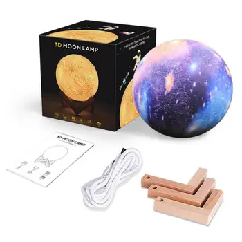 Nový Príchod 3D Tlač Hviezdy, Mesiac, stolná Lampa Farebné Zmeny Dotyk Domova Kreatívny Darček Usb Led Nočné Svetlo Galaxy Stolná Lampa