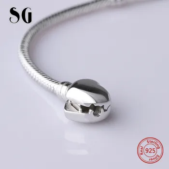 Nový príchod 925 Sterling Silver 22 cm Luxusné Had Reťazca DIY charms korálky Autentické Náramok Módne Šperky čo pre darček