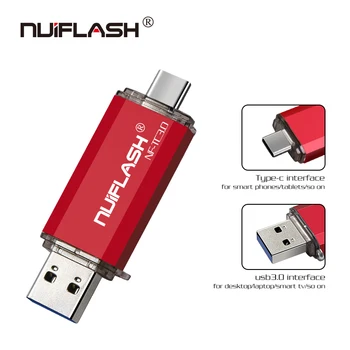 Nuiflash USB 3.0 Typ-C, USB Flash Disk 32GB 16GB Pero Jednotky Dual Double Konektor pre cumputer / Smart Telefónu Pamäť Mini USB Stick