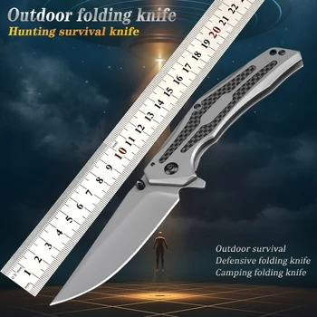 OME8300folding nôž 8cr13 oceľ+šedá titanium+carbon fiber vysporiadať s outdoor camping prežitie bojové nože výchovy k DEMOKRATICKÉMU občianstvu nástroj pomôcka