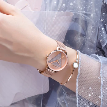 Originálny Dizajn Ženy Hodinky Módne Japan Quartz Nehrdzavejúcej Ocele Rose Gold Nepremokavé Náramkové hodinky relogio feminino