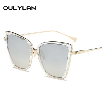 Oulylan Luxusné Cat Eye slnečné Okuliare Ženy Muži Retro Zrkadlo Slnečné Okuliare Dámy Dizajn Značky Vysoko Kvalitné Kovové Okuliare UV400