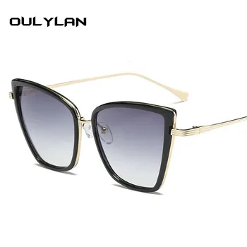 Oulylan Luxusné Cat Eye slnečné Okuliare Ženy Muži Retro Zrkadlo Slnečné Okuliare Dámy Dizajn Značky Vysoko Kvalitné Kovové Okuliare UV400