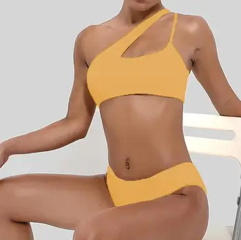 Pevné Plavky Ženské Rameno Bikini Set 2021 Duté Z Plavky Ženy Kúpajúcich Brazílsky Push Up Split Bikiny, Plavky